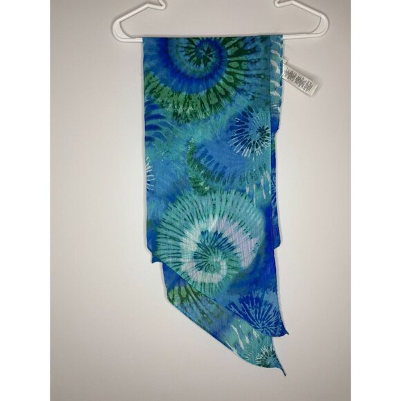 CHICO'S Scarf Womens OS Tie Dye Blue Green Flowy - Picture 3 of 4